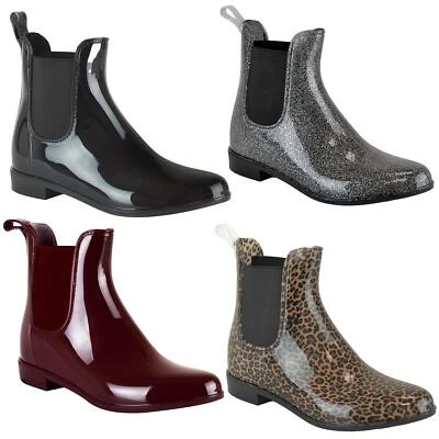 Ladies Rain Waterproof Wellington Shoes Womens Outdoor Ankle Chelsea Booties - Image 1 of 2