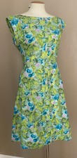 Vintage 1950s Ira Rentner Pastel Watercolor Flower Evening Rhinestone Dress Sz M