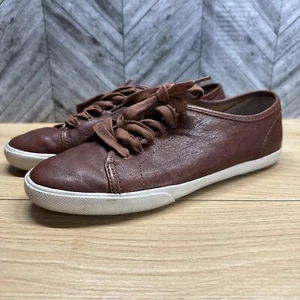 Frye Maya niedrige braune Leder-Sneaker zum Schnüren Damengröße 9 " - Bild 1 von 7