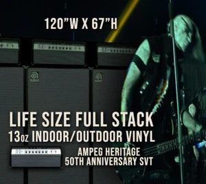 ¡TALLA REAL! Banner/fondo de graves pilas completas Ampeg Heritage 50 aniversario SVT - Imagen 1 de 3
