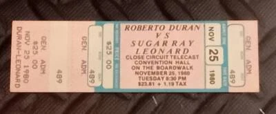 WBC Welterweight Title Match Roberto Durán vs Sugar Ray Leonard Used Ticket RARE - Image 1 of 4