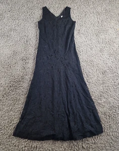 Laura Ashley Kleid Damen 12 schwarz Blumen Vintage Viskose ärmellos - Bild 1 von 11