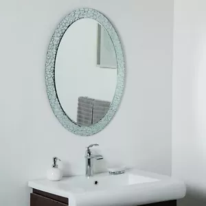 Decor Wonderland SSM5039S1 Beveled Oval Frameless Mirror 31.5" x 23.6" - Picture 1 of 7