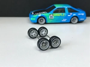 R234 Hot Wheels 1/64 Set 4 Spoke grey 8mm, MEDIUM RUBBER TIRE REAL RIDER - Bild 1 von 6
