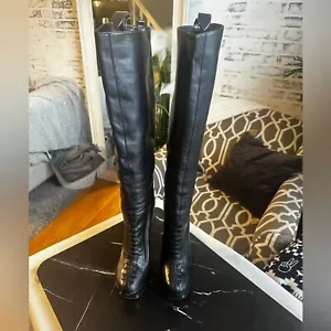 Yves Saint Laurent YSL Black Tribute Platform Knee High Heeled br Boots 39 1/2. - Picture 1 of 16