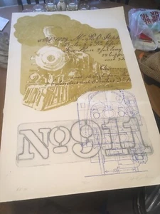 Signed Ol' 911 Train Schematics Art Etching by Mark Groseclose 112/175 - Picture 1 of 9