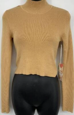 Nuevo Top Hazel Moon Mujer Tejido Cuello Alto Espalda Abierta Talla Pequeña S Tostado Manga Larga Foto 1 de 4