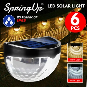 6PCS Solar Powered LED Wall Lights Door Fence Lights Outdoor Garden Lamp Light - Picture 1 of 12
