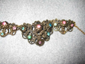 Halscollier Midcountry schöne bunte steine ,GESTEMPELT HOLLYWOOD l. cm 1960 - Bild 1 von 7