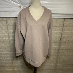 Marc New York Beige Acanalado Gran Tamaño Acogedora Cuello en V Manga Larga Sudadera Talla XXL - Imagen 1 de 4