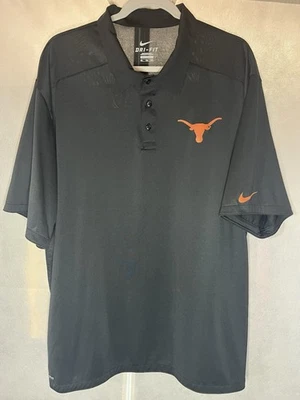 Nike Texas Longhorns Dri-Fit Men’s Size 2XL XXL Black Polo “ Jersey “ Shirt - Image 1 of 4
