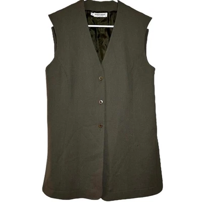 Colete blazer Giorgio Armani 100% lã sem mangas três botões marrom 42 8 - Imagem 1 de 4