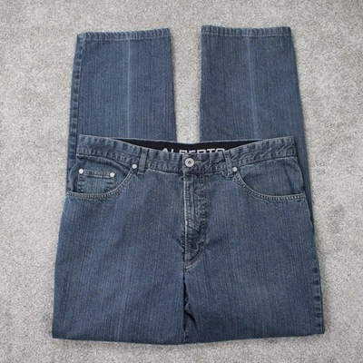 Pantalones de mezclilla Alberto Tommy para hombre 36x32 azul algodón elástico 5 bolsillos pierna recta Foto 1 de 4