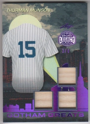 Tarjeta BAT 3/8 2025 Bronx Legacy THURMAN MUNSON New York Yankees triple juego usada Foto 1 de 2