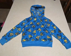 Jungen Hoodie Pullover 5/6 Jacke Despicable Me Minions blau Kapuze Allover Print - Bild 1 von 4
