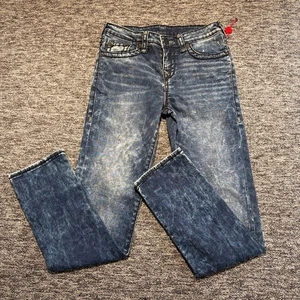 True Religion Jeans Damen UK14 Washed Blue Denim Geno Stretch Slim Fit Flap - Bild 1 von 9
