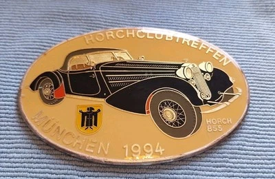 Vtg 1994 German Car Club Meeting Horch 855 Enamel Radiator Badge In Munich - Image 1 of 4