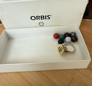 Vtg Orbis Domain Collection 18K YG & 925 Silver 7 Interchangeable Spheres Sz 7 - Picture 1 of 20