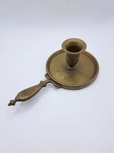 Vintage Kerzenhalter aus Messing mit Griff – klassisches Design - Höhe 6 cm - Bild 1 von 10