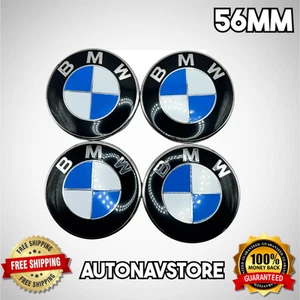 BMW Center Caps 56MM (SET OF 4) Wheel Caps Rim For BMW Black/Blue/White *READ* - Picture 1 of 4