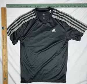 ADIDAS Men’s Athletic T - Black And Grey Shoulder Stripes Climalite T - Size S - Picture 1 of 8