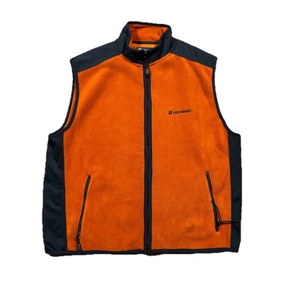 Chaleco polar American Eagle AE Performance naranja negro bolsillos con cremallera XL Foto 1 de 4