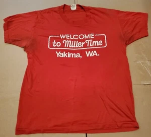 Vtg Welcome To Miller Time Yakima, WA Single Stitch Vogel Men's XL Distressed - Picture 1 of 21