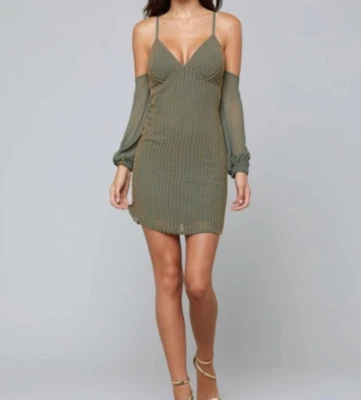 BEBE ~ New! NWT 6 ~ Kalamata BALLOON SLEEVE Embellished Mini Cocktail Dress a46 - Image 1 of 4