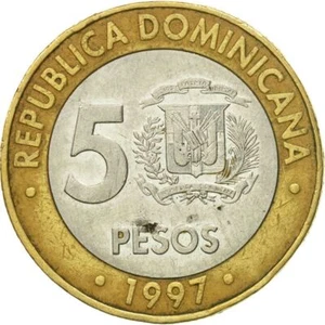Dominican Republic | 5 Pesos Coin | Central Bank | Km:88 | 1997 - Picture 1 of 10