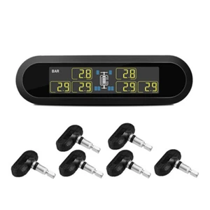 Auto Truck TPMS Solar energy Tire Pressure Monitor System 6 sensors LCD Display - Picture 1 of 10