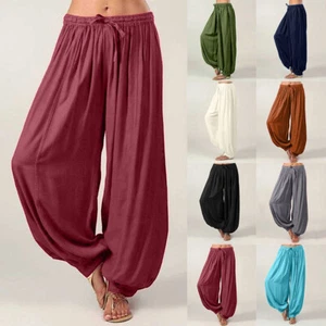 Plus Size Women Boho Hareem Trousers Baggy Yoga Ali Baba Hippy Harem Long Pants - Picture 1 of 24