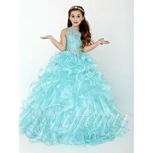 Blue Flower Girl Dress Princess Kids Pageant Party Dance Wedding Birthday Gown - Picture 1 of 5