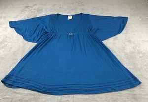 Perry Ellis Womens Top Small Blouse Blue V Neck Rayon Spandex C4 - Picture 1 of 10