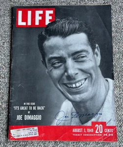 Revista Joe DiMaggio Autografiada Vida Completa 1949 Salón de la Fama de los Yankees de Nueva York - Imagen 1 de 7