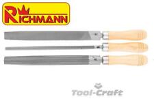 RICHMANN C4990, steel metal file set 3pcs, medium cut, 200mm long, wooden handle