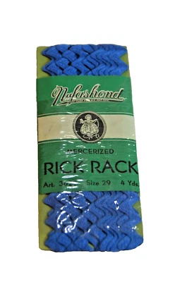 Nufashond Rick Rack Azul Mercerizado Talla 29 4 Yardas Nuevo Precintado Foto 1 de 4