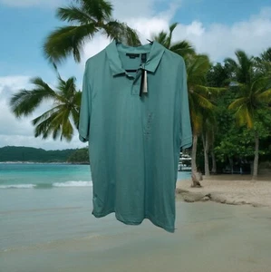 Perry Ellis Polo Golf Shirt Men Size XL Aqua Sea Light Blue Short Sleeve Collar - Picture 1 of 11