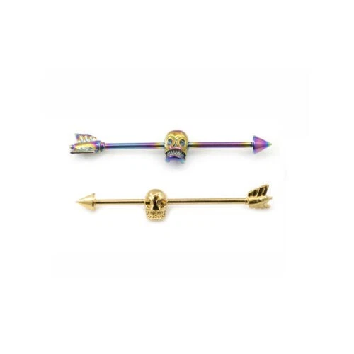 Flecha Calavera Oreja Industrial Barra Cuerpo Joyería 14G 38mm Foto 1 de 1