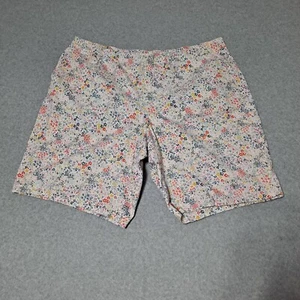 Lands End Short Woman 24 Floral Mid Rise Elastic Waist Pull On Stretch Colorful - Picture 1 of 8