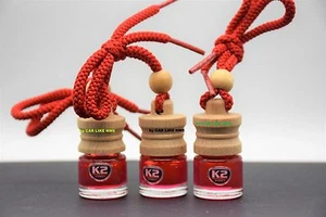 3x STRAWBERRY AROMA smell CARO Air Freshener HANGING PERFUME Glass Bottle Wood - Picture 1 of 1