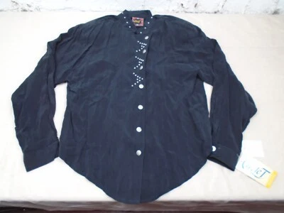 Camisa De Colección Años 90 Para Mujer Círculo T Rayón Western Negra Metal Botón Tachonada M Nueva Con Etiquetas Foto 1 de 4