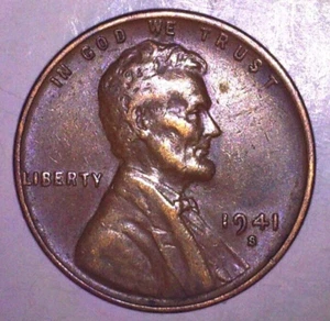 1941 S Lincoln Wheat Cent ss Stempelglanz Kupfer - Bild 1 von 2