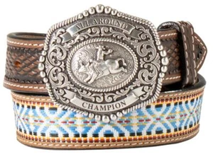 3D Western Boys Belt Youth Leather Sunburst Bull Rider Brown D120003202 - Picture 1 of 1