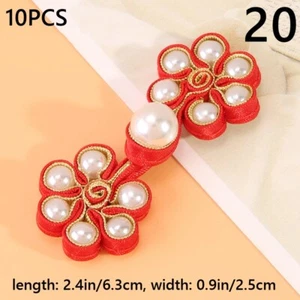 10pcs Vintage Flower Pearl Frog Button Sewing for Wedding Cheongsam Tang Suit - Picture 1 of 46