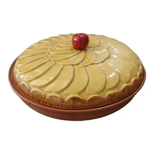Vintage Covered Apple Pie Plate Keeper Terracotta - Pie Dish with Lid - Italy - Picture 1 of 6