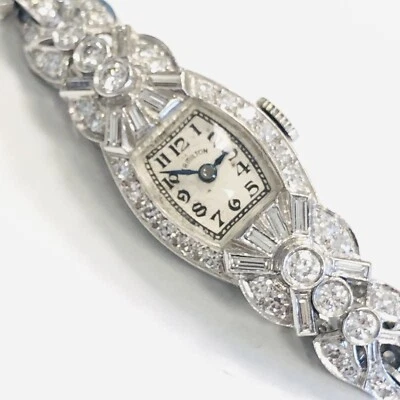 Hamilton женщины платиновый бриллиант 2.35CTW 17j 6» ручной коктейль часы cal.750 - Изображение 1 из 4