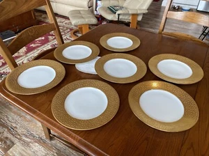 7 Ovington Bros NY Hutschenreuther Floral Gold Encrusted Porcelain Plates 10.75” - Picture 1 of 24