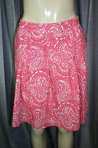 GAP Sz 0 Pink White Paisley Print Pleated A-Line Casual Cotton Skirt - Picture 1 of 3