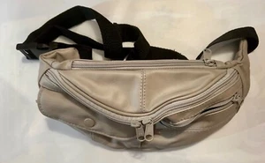 Faux Leather Fanny Pack Multi Zippered Waist Bag Hip Belt Purse Gray Pouch - Picture 1 of 7