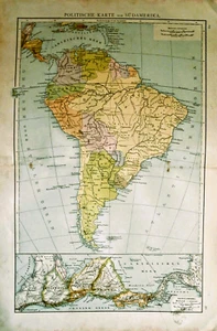 1888=Geo-Graphical Plan..SÜDAMERIKA / PHYSISCHE KARTE.Andree.Putzgers.ETNA - Bild 1 von 1